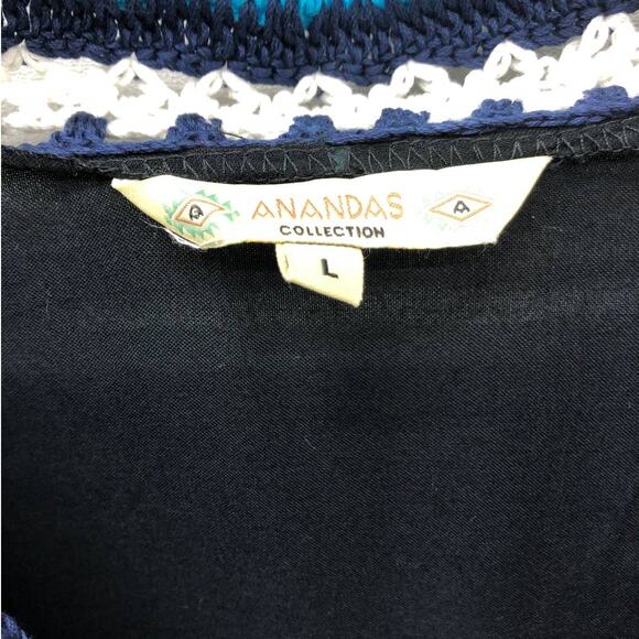 Ananda's Black Boho Crochet Geometric Shift Dress - Picture 4 of 5